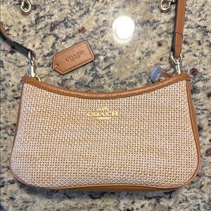 Tan and Cream Purse with Woven Texture